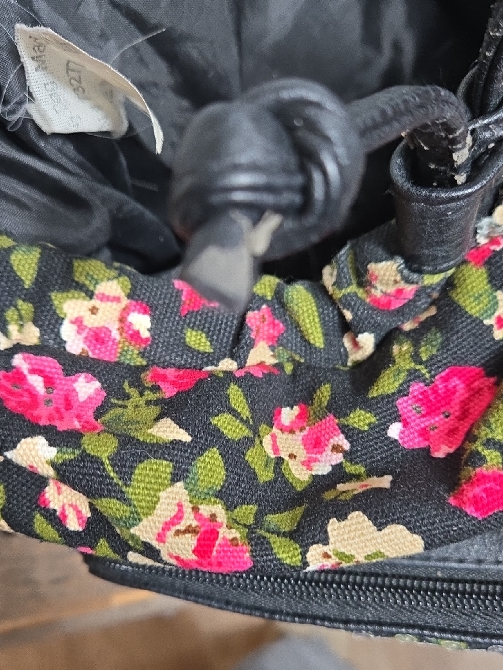 Candies Y2K Floral Sequin Backpack - Black with Pink & Cream Flowers Large - Picture 9 of 10